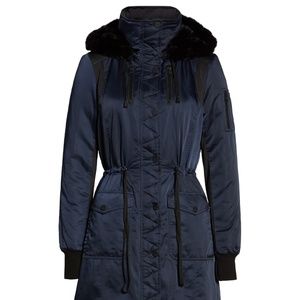 Blanc Noir Locust Hooded Anorak Faux Fur Trim Ink